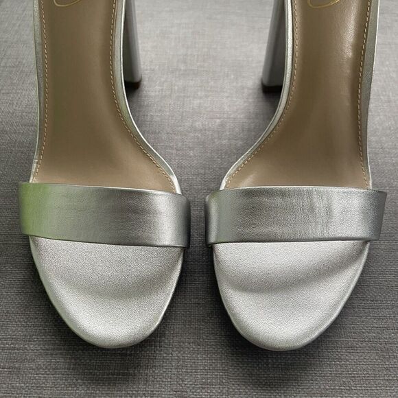 SAM EDELMAN Yaro Ankle Strap Sandal Size 9.5 Silver NWB Wedding Formal Heel - Picture 3 of 12